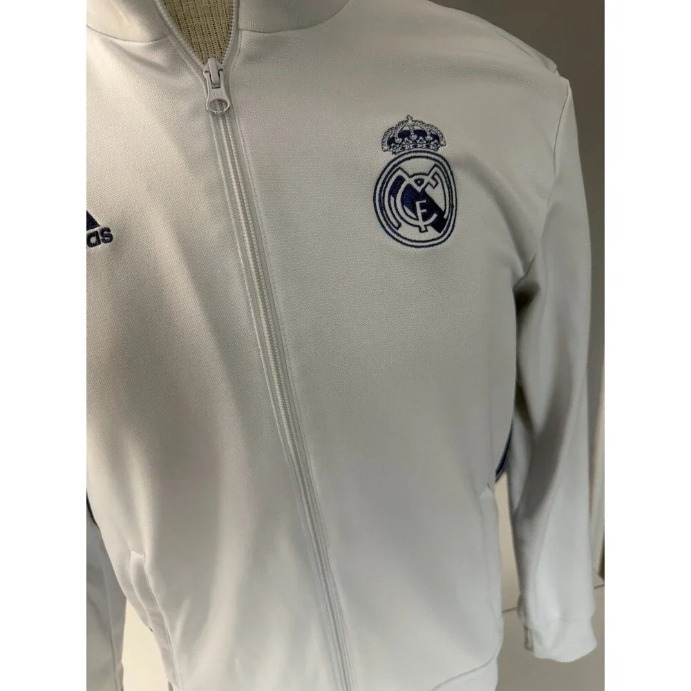 Adidas Real Madrid Track Jacket Men Sz S White Full Zip 2016-17 Soccer Warm Up